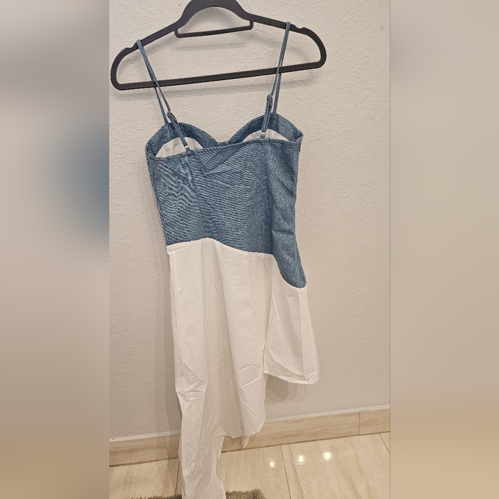 Stylish Blue and White Women's Dress - Picture 3 of 3